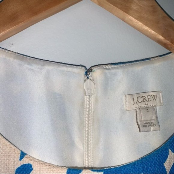 J. Crew Floral Printed Pleated Shift Dress Cotton Blue Beige Women’s Size 0 US - Picture 11 of 11